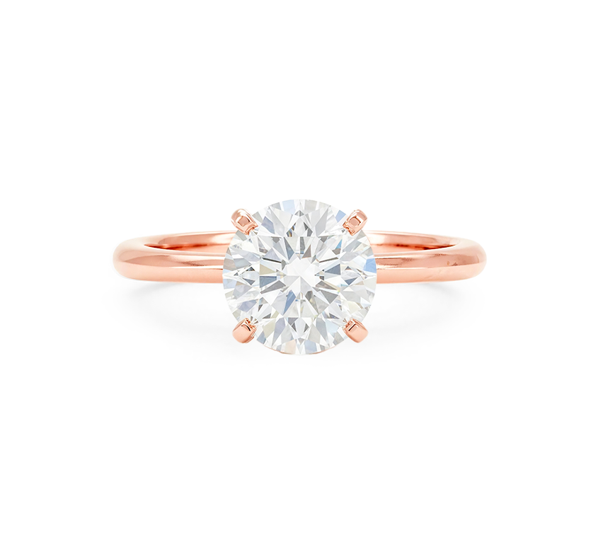 Classic 4 prong ring RD 1.20 D VVS2 in rose gold