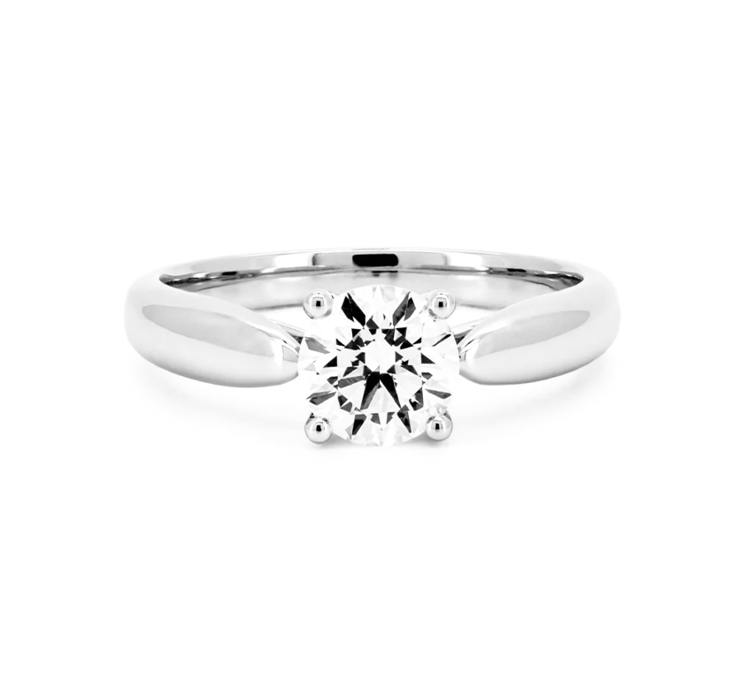 Bow plain ring RD 1.03 D VVS2 GIA in white gold