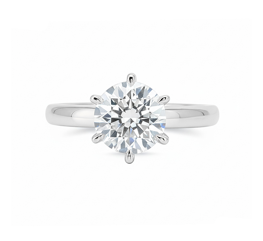 Comfort fit 6 prong ring RD 0.71 D VS1 in platinum