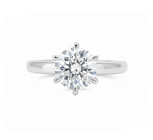Comfort fit 6 prong ring RD 0.71 D VS1 in platinum