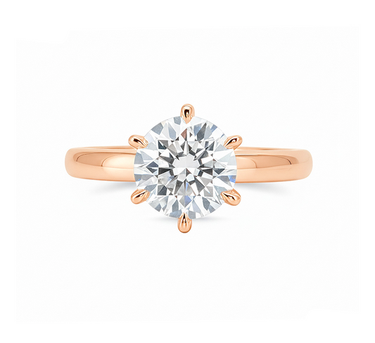 Comfort fit 6 prong ring RD 0.51 D VS1 IGI rose gold