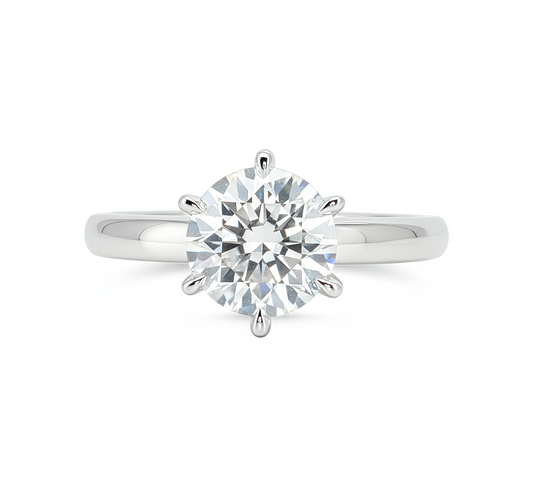 Comfort fit 6 prong ring RD 0.3 in white gold