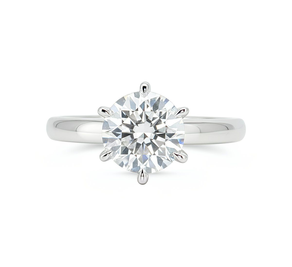 Comfort fit 6 prong ring RD 0.56 D VVS2IGI in white gold