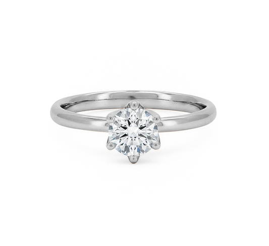 Lotus 6 prong ring RD 0.82 D VS1 IGI in platinum