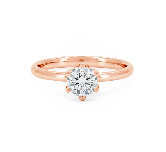 Lotus 6 prong ring RD 0.60 D VS1 IGI in rose gold