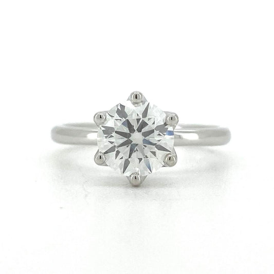 Lotus 6 prong ring RD 0.98 D VVS2 IGI in white gold