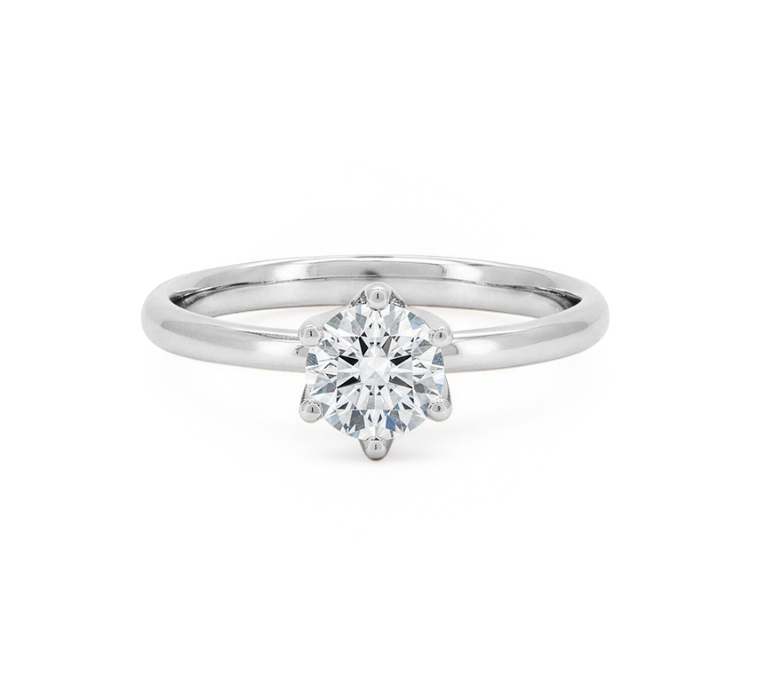 Lotus 6 prong ring RD 2.71 D VVS2 IGI in white gold
