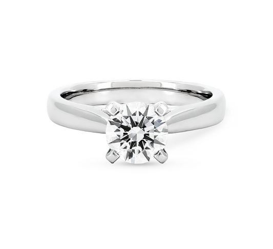 Tapered cathedral ring RD 1.01 D VVS2 GIA in white gold