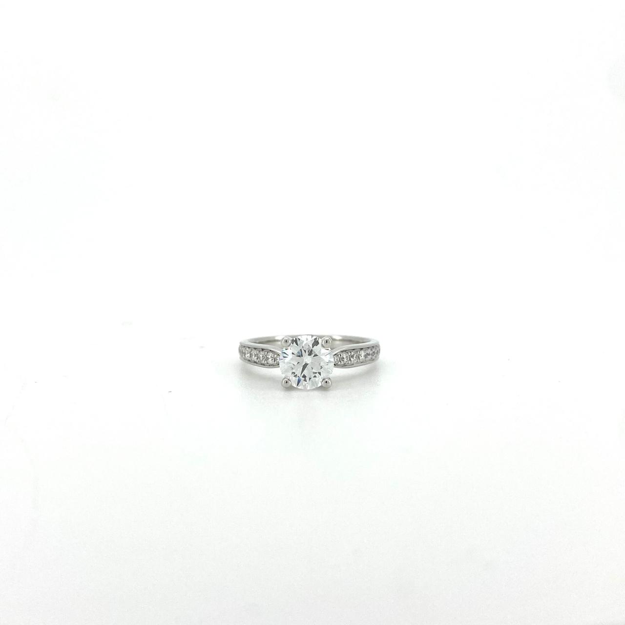 Bow half pave 4 prong ring RD 1.0 D VS1 IGI in white gold