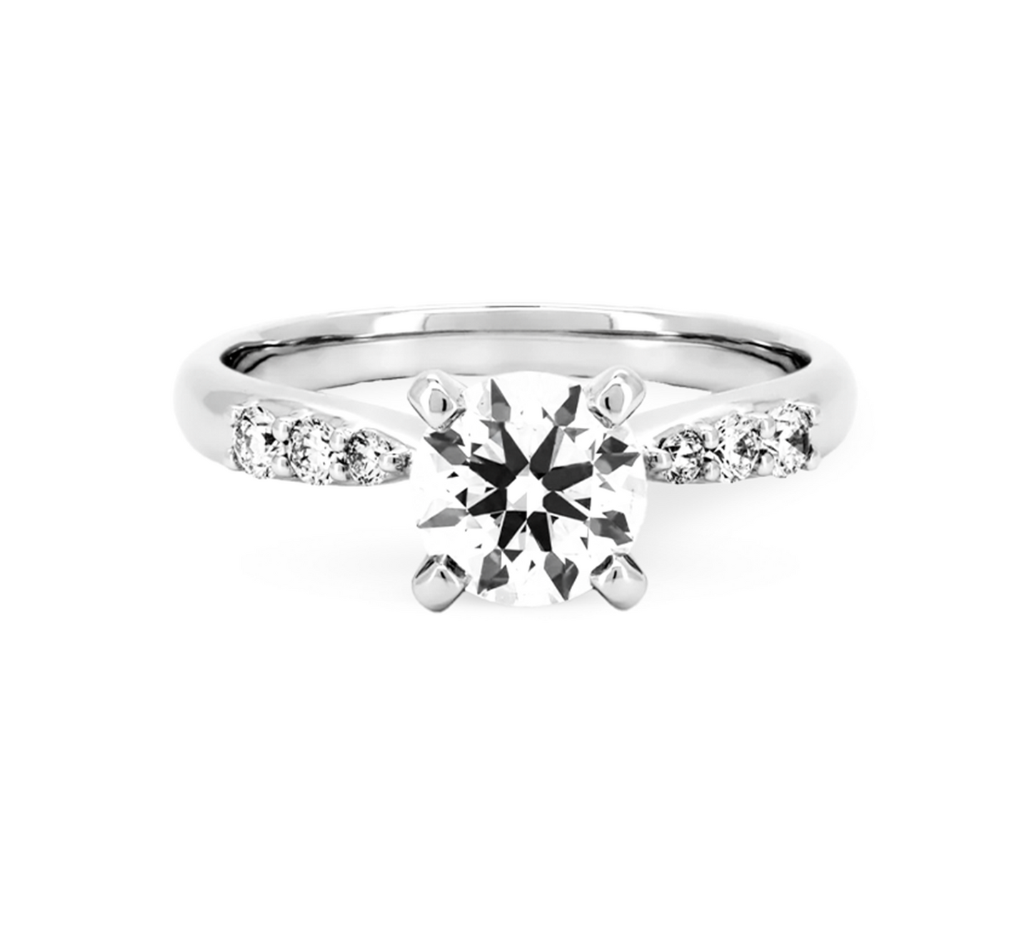 Bow half pave 4 prong ring RD 0.8 D VVS2 IGI in white gold