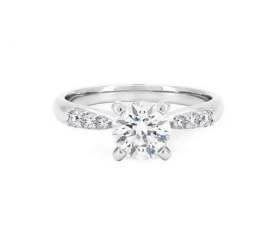 Bow half pave 4 prong ring RD 0.61 D VS1 IGI in white gold