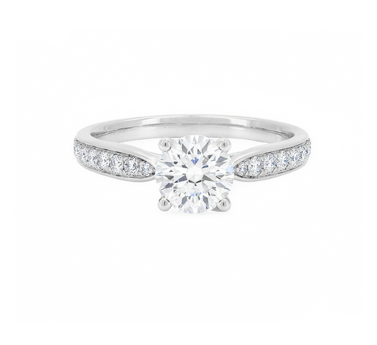 Cathedral bow half pave ring RD 0.85 D VS1 IGI in platinum