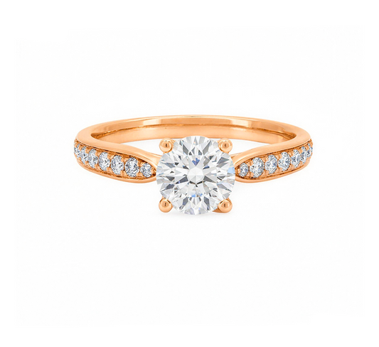 Cathedral bow half pave ring RD 0.5 in rose gold