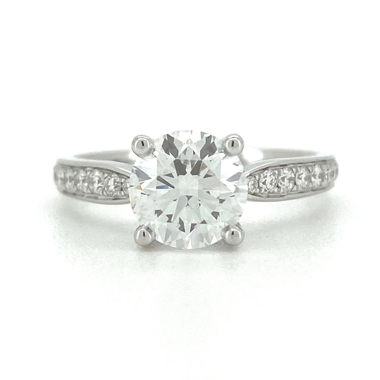 Cathedral bow half pave ring RD 1.27 D VS2 IGI in white gold