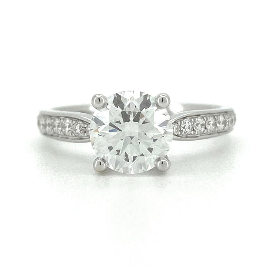 Cathedral bow half pave ring RD 1.27 D VS2 IGI in white gold