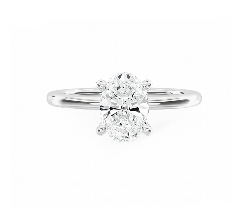 Classic high setting ring OV 0.73 D VS2 in platinum