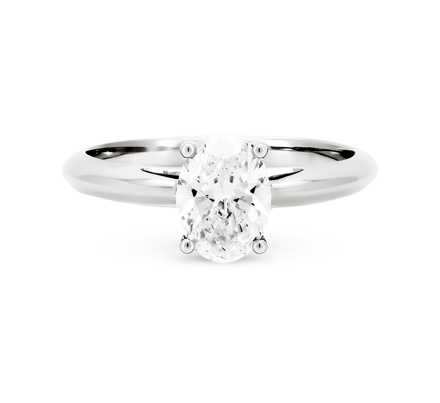 Classic high setting ring OV 0.9 D VS1 in white gold