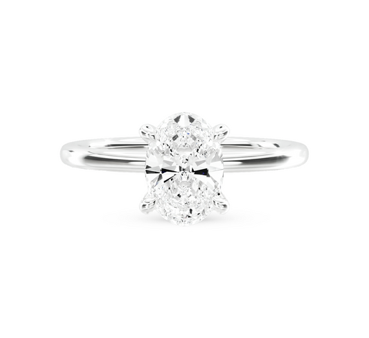 Classic high setting ring OV 2.68 D VVS2 IGI in white gold