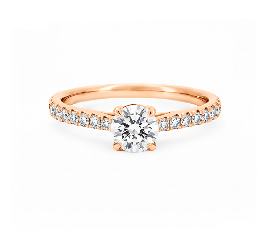 Comfort fit half pave ring RD 0.53 D VS2 in rose gold
