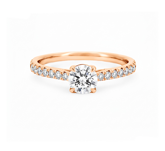 Comfort fit half pave ring RD 0.48 in rose gold