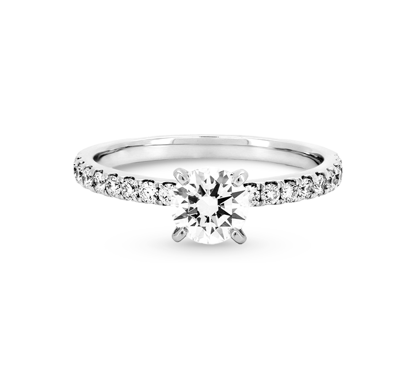 Comfort fit half pave ring RD 1.13 D VVS2 in white gold