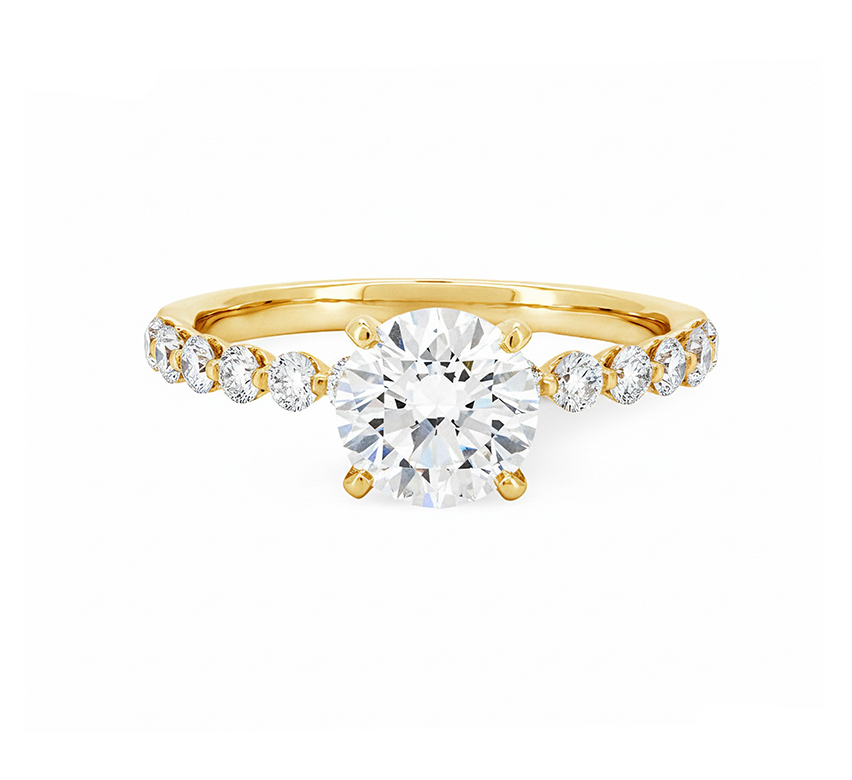Floating pave ring RD 0.6 in yellow gold