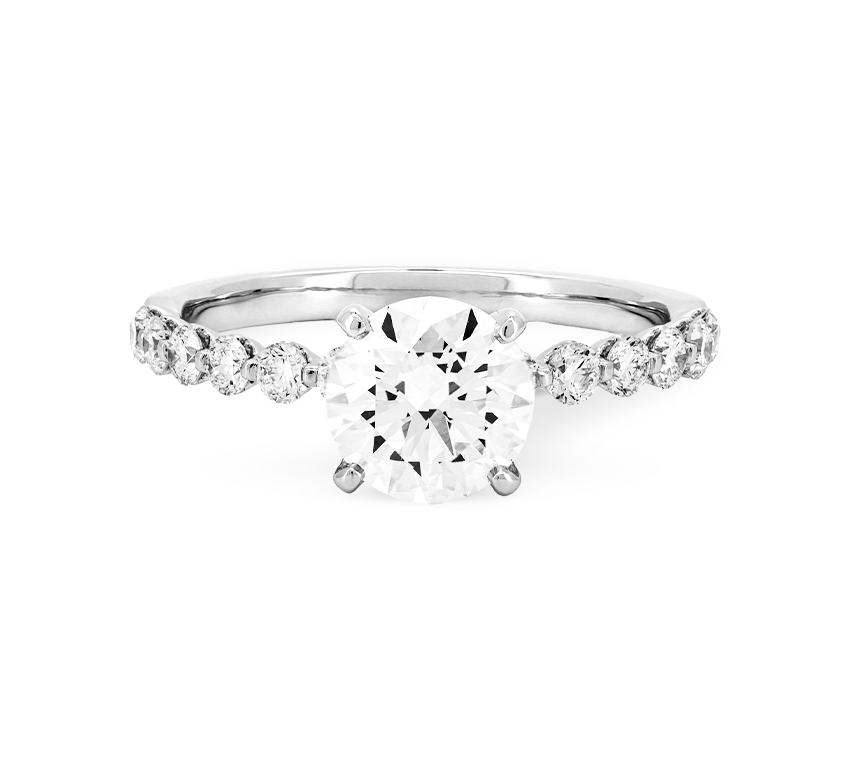 Floating pave ring RD in white gold