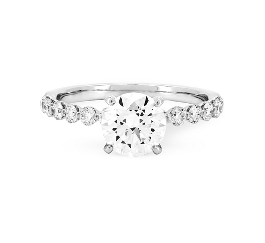 Floating pave ring RD in white gold