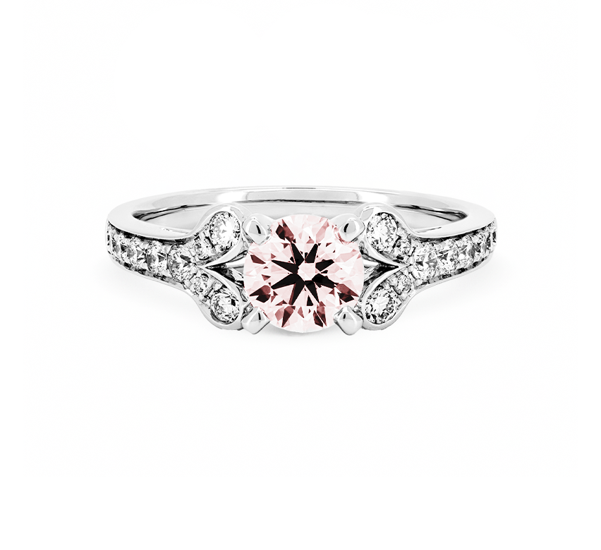 Ballerina ring pink RD 1.17 VVS2 IGI in white gold