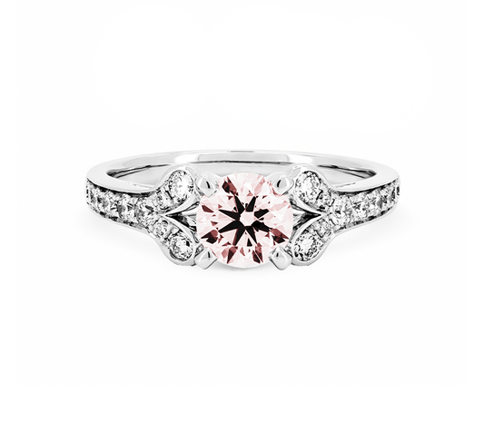 Ballerina ring pink RD 1.17 VVS2 IGI in white gold