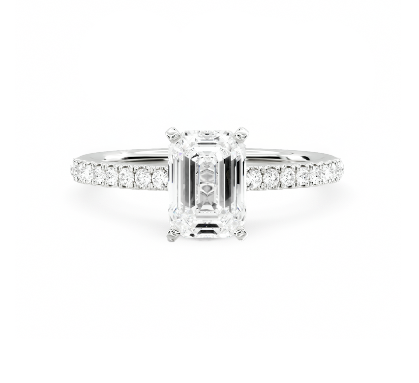 Classic pave ring EM 1.01 D VVS2 IGI in white gold