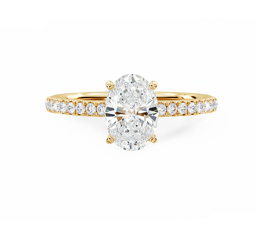 Classic pave ring OV 0.5ct in yellow gold
