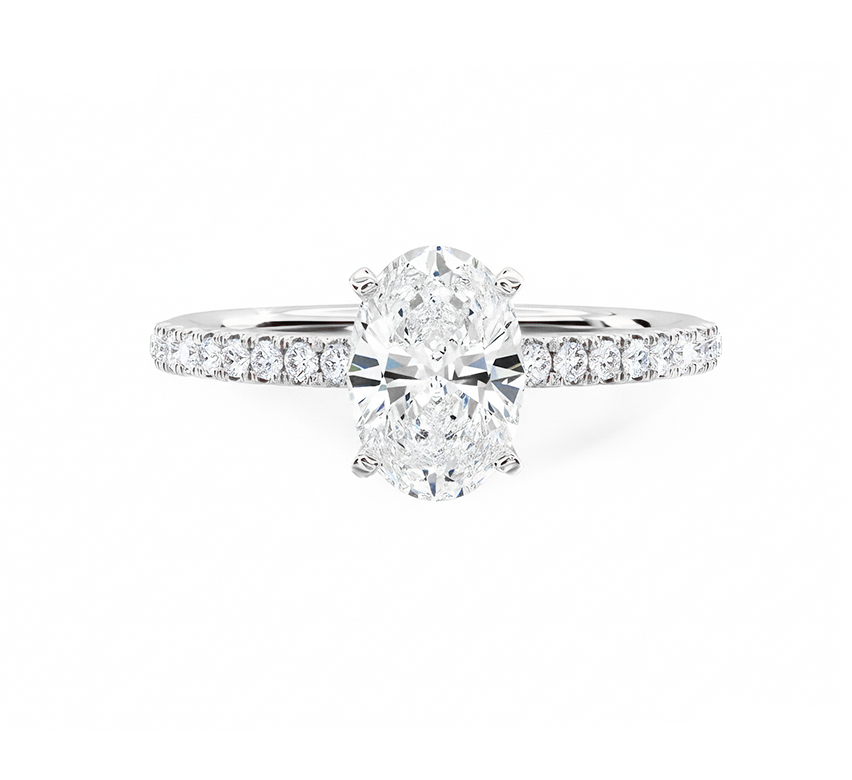 Classic pave ring OV 1.02 D VS2 IGI in white gold