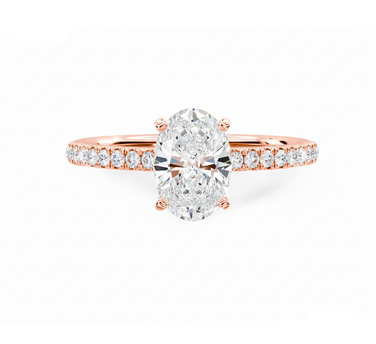Classic pave ring OV 0.6ct in rose gold