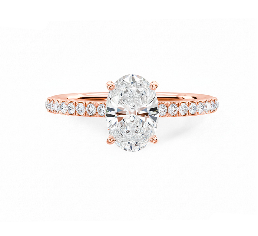 Classic pave ring OV 0.73 D VS1 IGI in rose gold