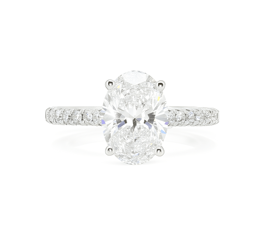Classic pave ring OV 1.25 F VS1 IGI in white gold