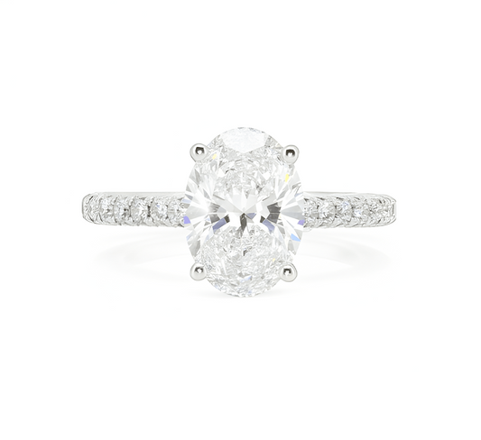 Classic pave ring OV 1.25 F VS1 IGI in white gold