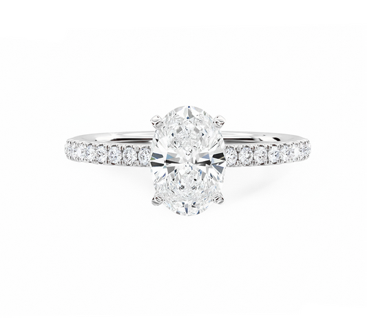 Classic pave ring OV 0.91 E VVS2 IGI in white gold