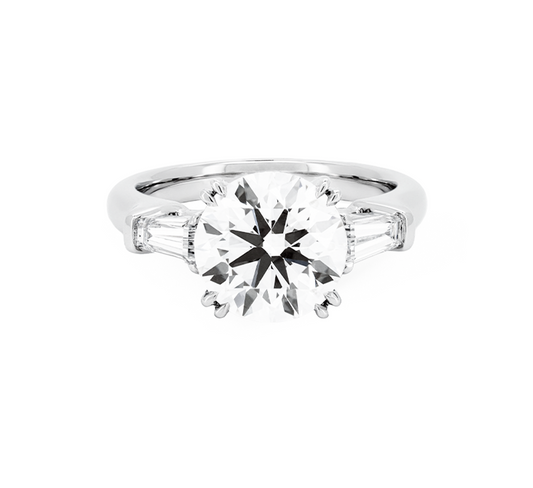 3 stone baguette ring RD 3.39 E VS1 IGI in white gold
