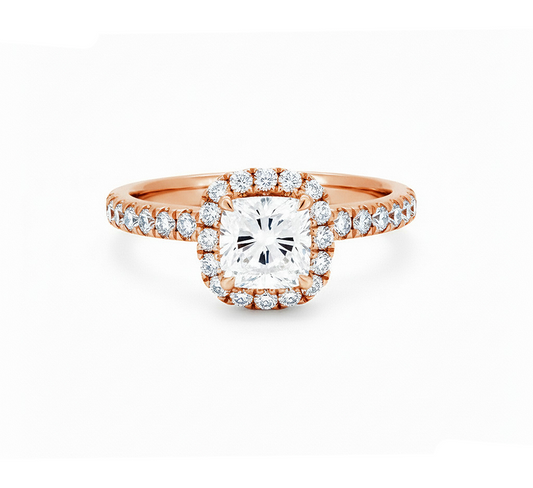 Halo ring CU 1.11 D VVS2 IGI in rose gold