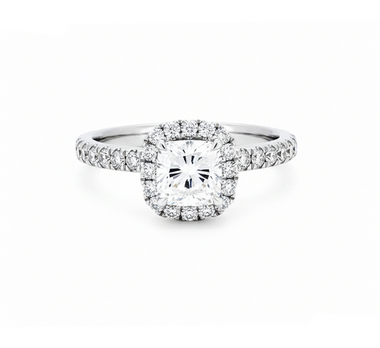 Halo ring CU 0.6ct in white gold