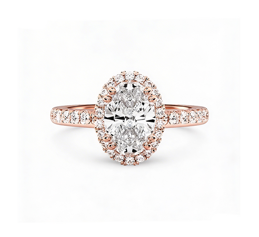 Halo ring OV 0.81 D VS1 IGI in rose gold