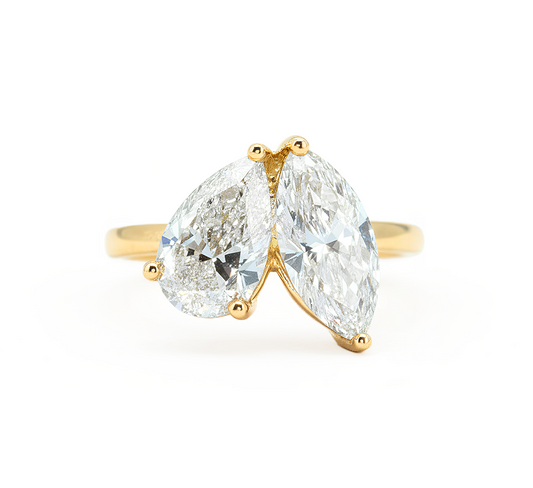 Double promise ring MA PE total 3ct in yellow gold