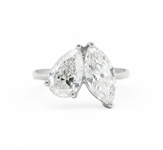 Double promise ring MA PE total 4ct in white gold