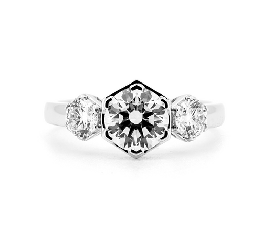 Trilogy bee hive ring RD 1.07 F VVS1 IGI in white gold