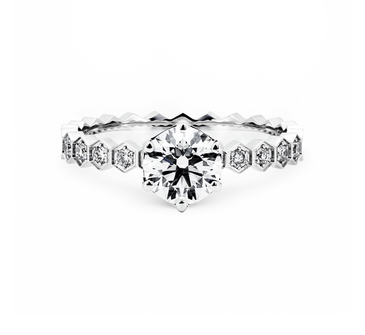 Bee hive pave ring RD 0.75 E VVS2 IGI in white gold