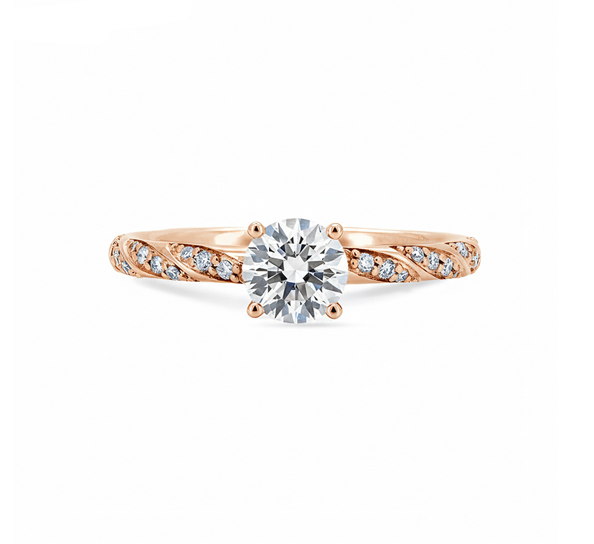 Twisting vine ring RD 1.40 D VVS2 in rose gold