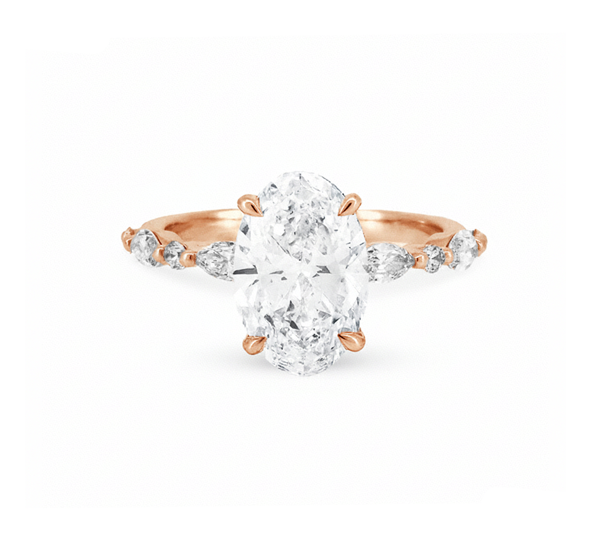 Harmony pave ring OV 0.59 F VVS2 IGI in rose gold