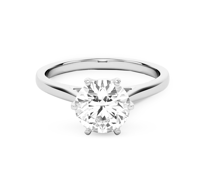 Crown 6 prong ring RD 1.57 D VVS1 IGI in white gold