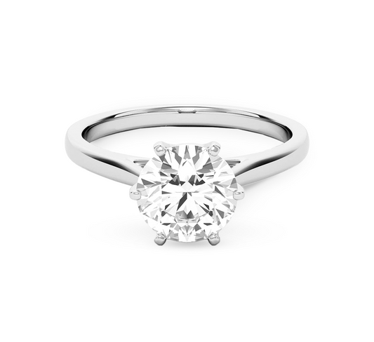 Crown 6 prong ring RD 1.57 D VVS1 IGI in white gold